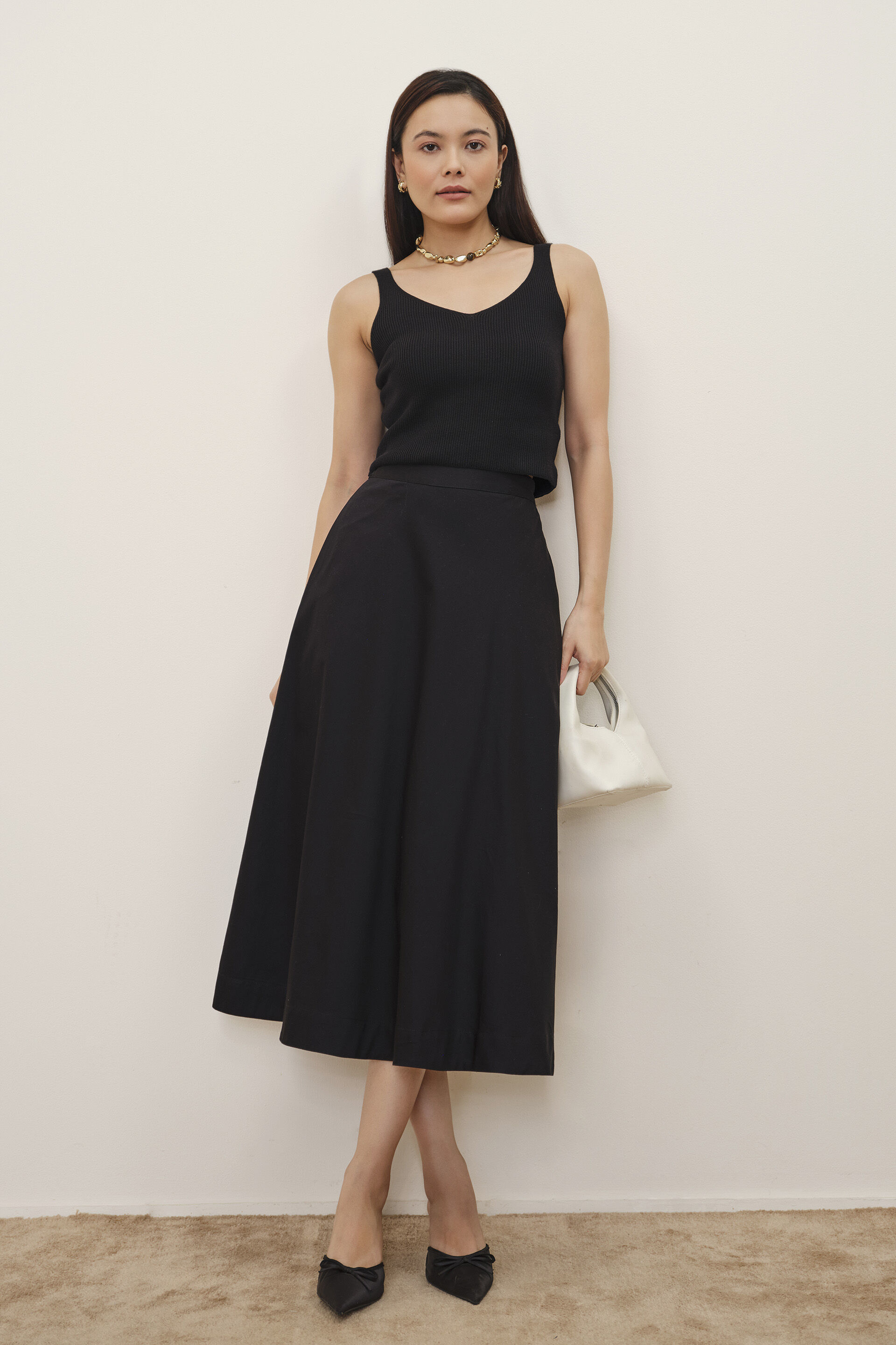 Black Knitted Tank Top, Black, image 4